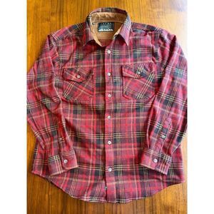 Jachs New York Men's Red Plaid Brushed Flannel Long Sleeve Shirt - Size L